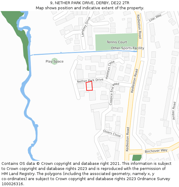 9, NETHER PARK DRIVE, DERBY, DE22 2TR: Location map and indicative extent of plot