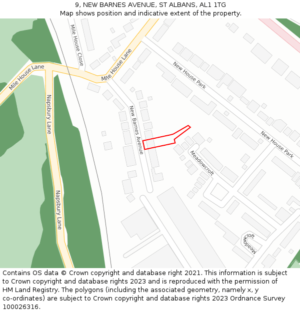 9, NEW BARNES AVENUE, ST ALBANS, AL1 1TG: Location map and indicative extent of plot