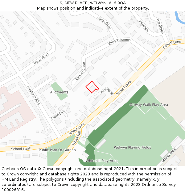 9, NEW PLACE, WELWYN, AL6 9QA: Location map and indicative extent of plot