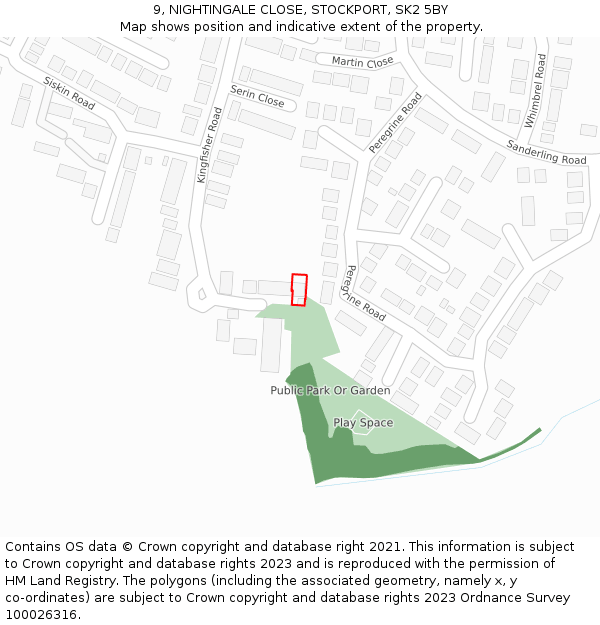 9, NIGHTINGALE CLOSE, STOCKPORT, SK2 5BY: Location map and indicative extent of plot