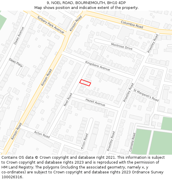 9, NOEL ROAD, BOURNEMOUTH, BH10 4DP: Location map and indicative extent of plot