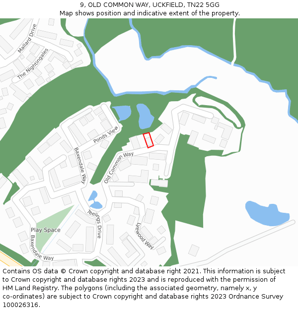 9, OLD COMMON WAY, UCKFIELD, TN22 5GG: Location map and indicative extent of plot
