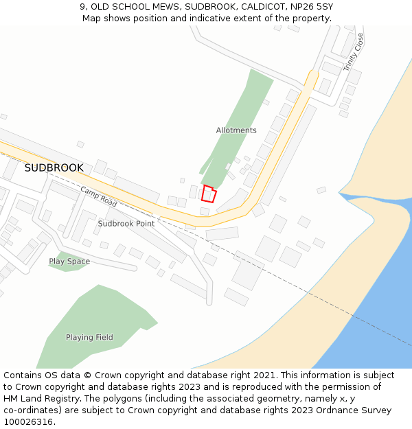 9, OLD SCHOOL MEWS, SUDBROOK, CALDICOT, NP26 5SY: Location map and indicative extent of plot