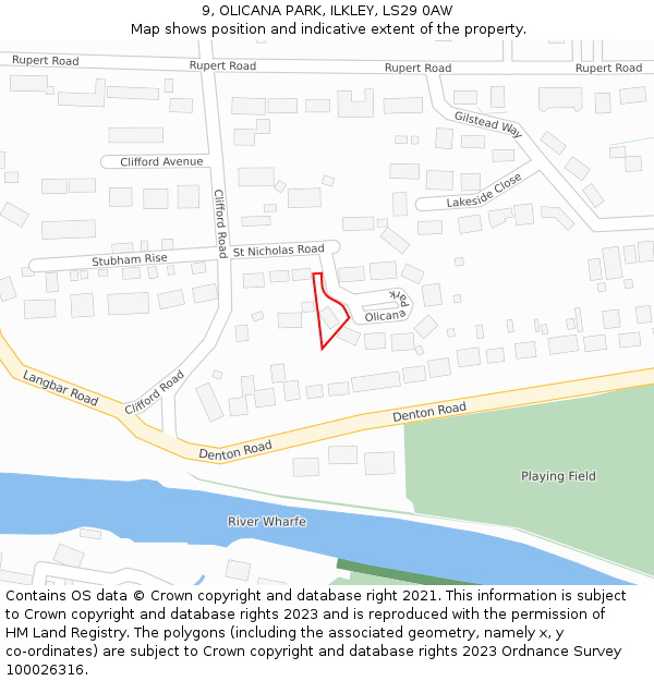 9, OLICANA PARK, ILKLEY, LS29 0AW: Location map and indicative extent of plot