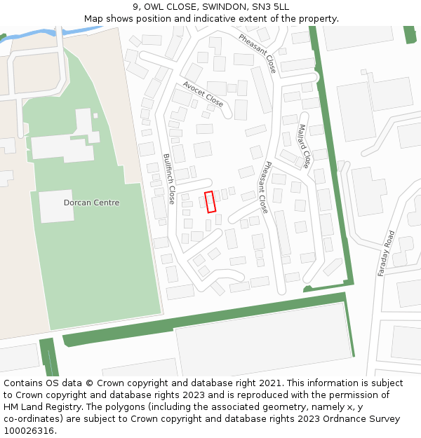 9, OWL CLOSE, SWINDON, SN3 5LL: Location map and indicative extent of plot