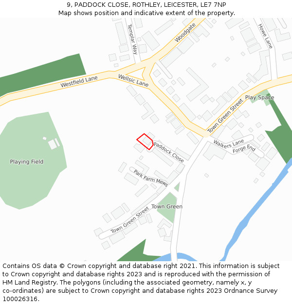 9, PADDOCK CLOSE, ROTHLEY, LEICESTER, LE7 7NP: Location map and indicative extent of plot