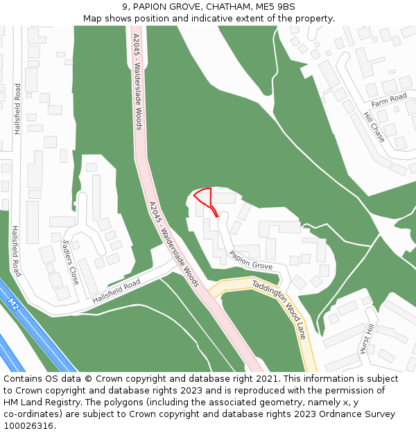9, PAPION GROVE, CHATHAM, ME5 9BS: Location map and indicative extent of plot