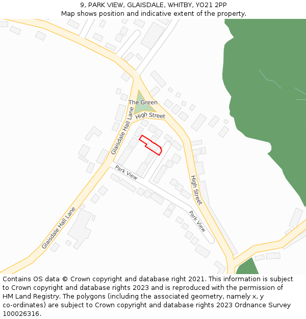 9, PARK VIEW, GLAISDALE, WHITBY, YO21 2PP: Location map and indicative extent of plot