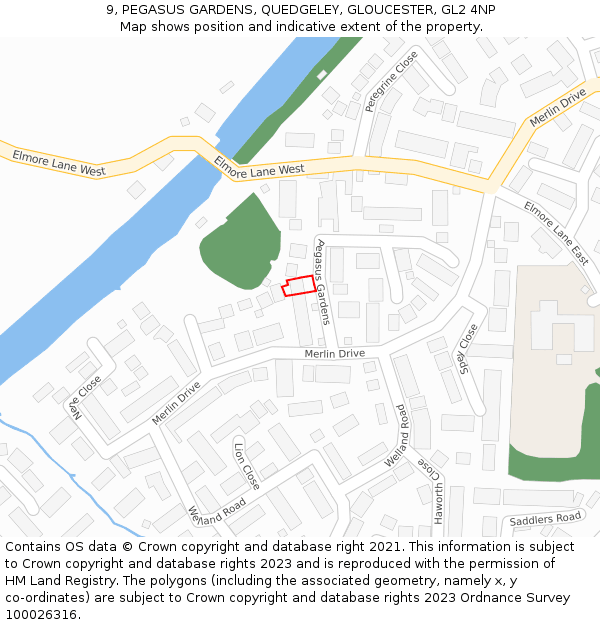 9, PEGASUS GARDENS, QUEDGELEY, GLOUCESTER, GL2 4NP: Location map and indicative extent of plot