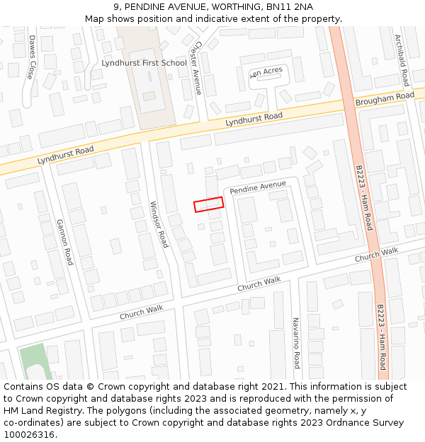 9, PENDINE AVENUE, WORTHING, BN11 2NA: Location map and indicative extent of plot