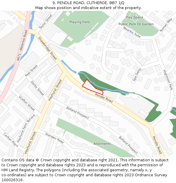 9, PENDLE ROAD, CLITHEROE, BB7 1JQ: Location map and indicative extent of plot