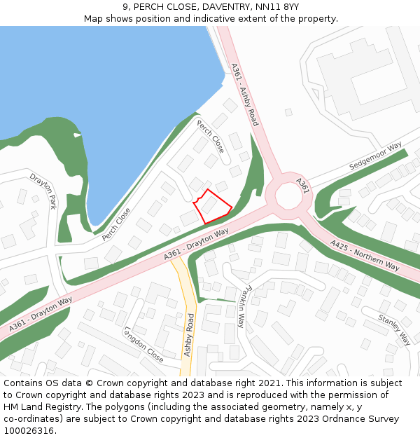 9, PERCH CLOSE, DAVENTRY, NN11 8YY: Location map and indicative extent of plot