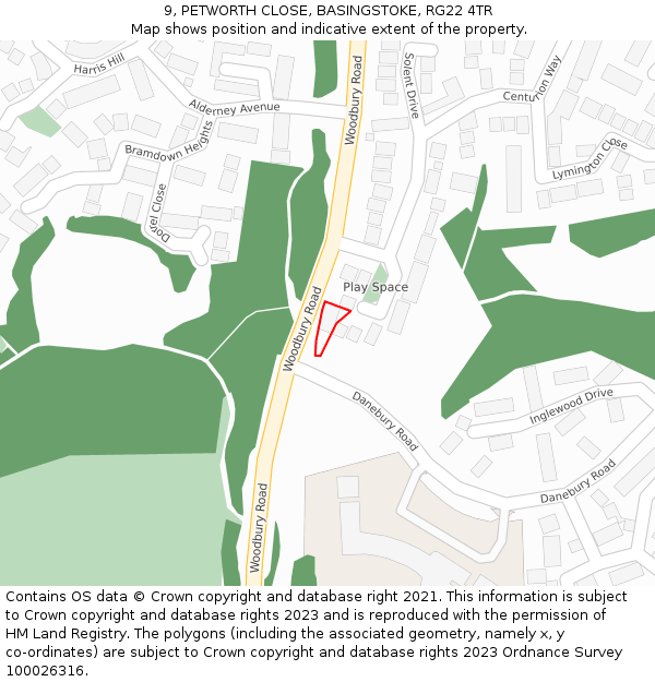 9, PETWORTH CLOSE, BASINGSTOKE, RG22 4TR: Location map and indicative extent of plot