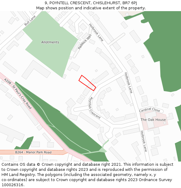 9, POYNTELL CRESCENT, CHISLEHURST, BR7 6PJ: Location map and indicative extent of plot