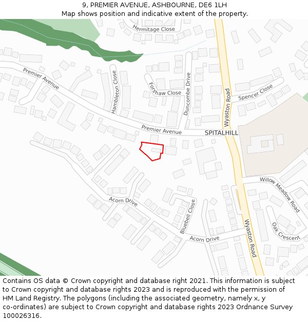 9, PREMIER AVENUE, ASHBOURNE, DE6 1LH: Location map and indicative extent of plot