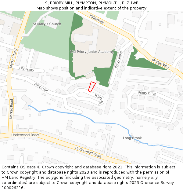 9, PRIORY MILL, PLYMPTON, PLYMOUTH, PL7 1WR: Location map and indicative extent of plot