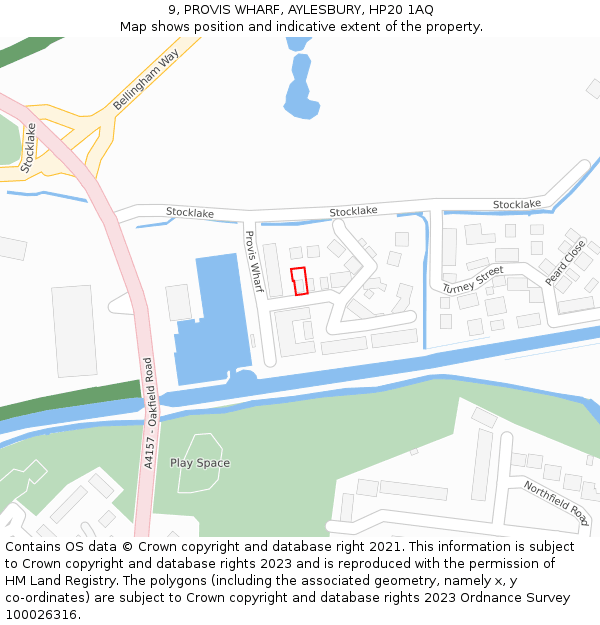 9, PROVIS WHARF, AYLESBURY, HP20 1AQ: Location map and indicative extent of plot