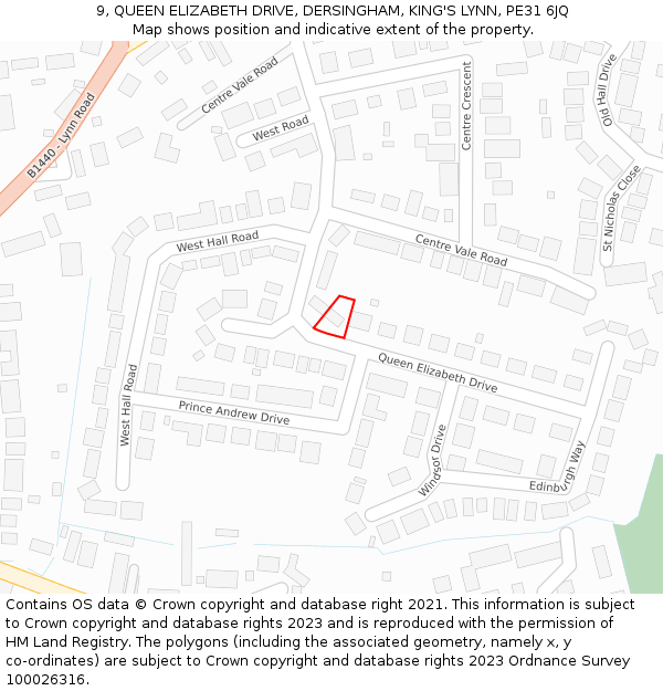 9, QUEEN ELIZABETH DRIVE, DERSINGHAM, KING'S LYNN, PE31 6JQ: Location map and indicative extent of plot