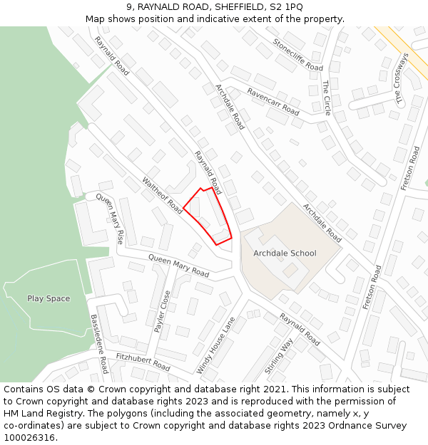 9, RAYNALD ROAD, SHEFFIELD, S2 1PQ: Location map and indicative extent of plot