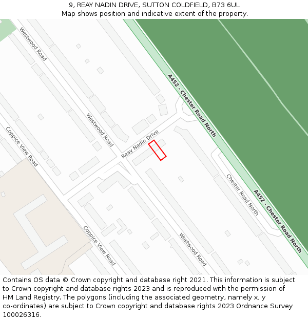 9, REAY NADIN DRIVE, SUTTON COLDFIELD, B73 6UL: Location map and indicative extent of plot