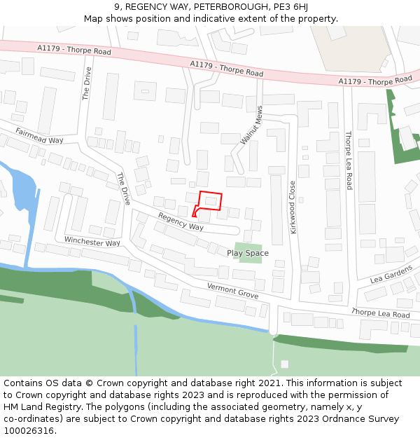 9, REGENCY WAY, PETERBOROUGH, PE3 6HJ: Location map and indicative extent of plot