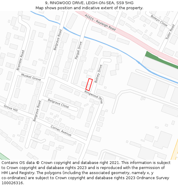 9, RINGWOOD DRIVE, LEIGH-ON-SEA, SS9 5HG: Location map and indicative extent of plot