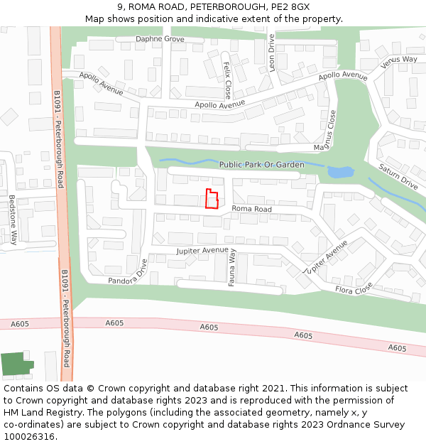 9, ROMA ROAD, PETERBOROUGH, PE2 8GX: Location map and indicative extent of plot