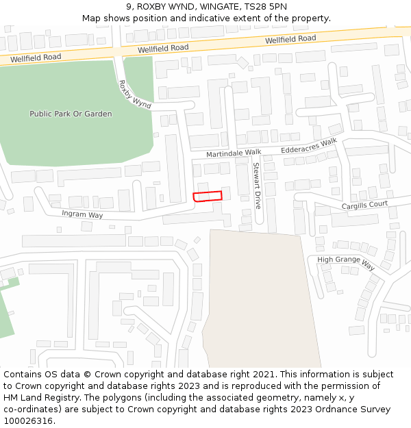 9, ROXBY WYND, WINGATE, TS28 5PN: Location map and indicative extent of plot