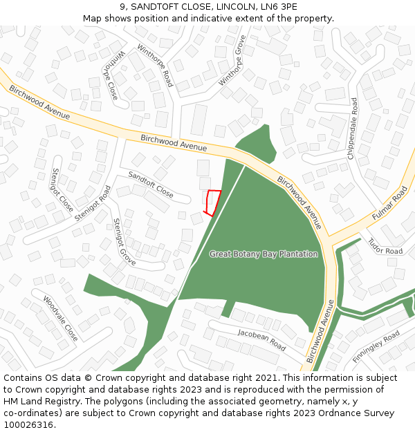 9, SANDTOFT CLOSE, LINCOLN, LN6 3PE: Location map and indicative extent of plot