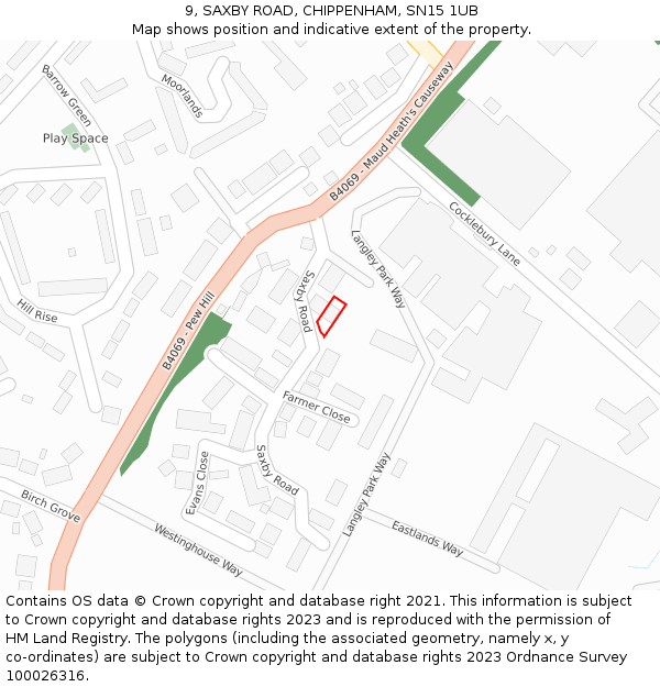 9, SAXBY ROAD, CHIPPENHAM, SN15 1UB: Location map and indicative extent of plot