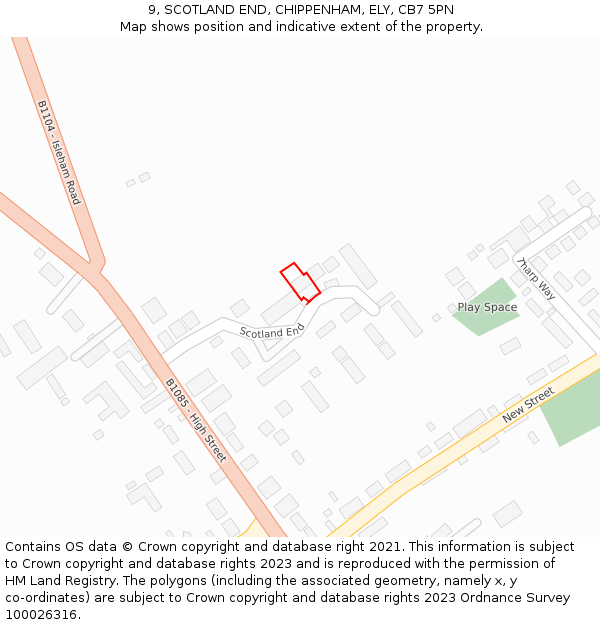9, SCOTLAND END, CHIPPENHAM, ELY, CB7 5PN: Location map and indicative extent of plot