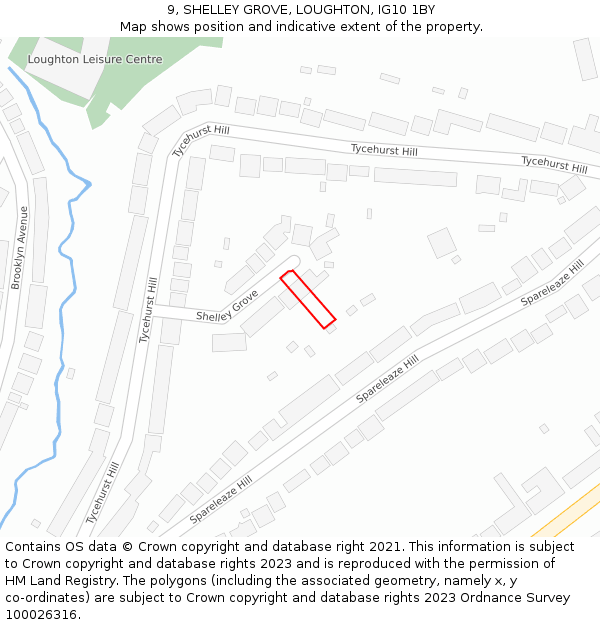 9, SHELLEY GROVE, LOUGHTON, IG10 1BY: Location map and indicative extent of plot