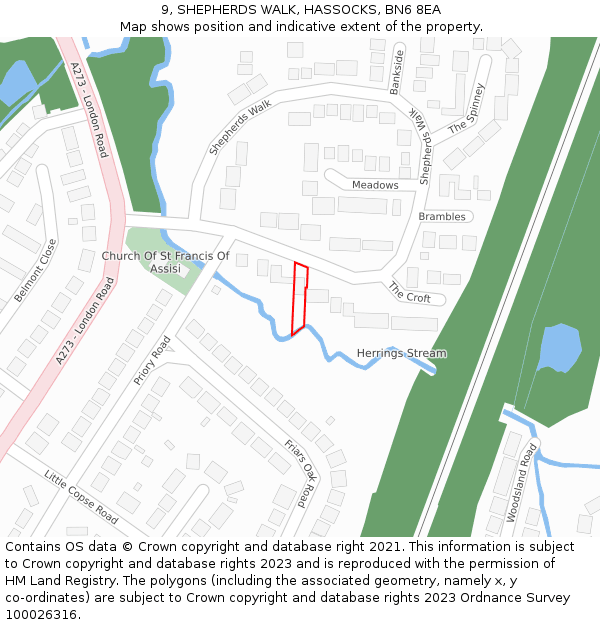 9, SHEPHERDS WALK, HASSOCKS, BN6 8EA: Location map and indicative extent of plot
