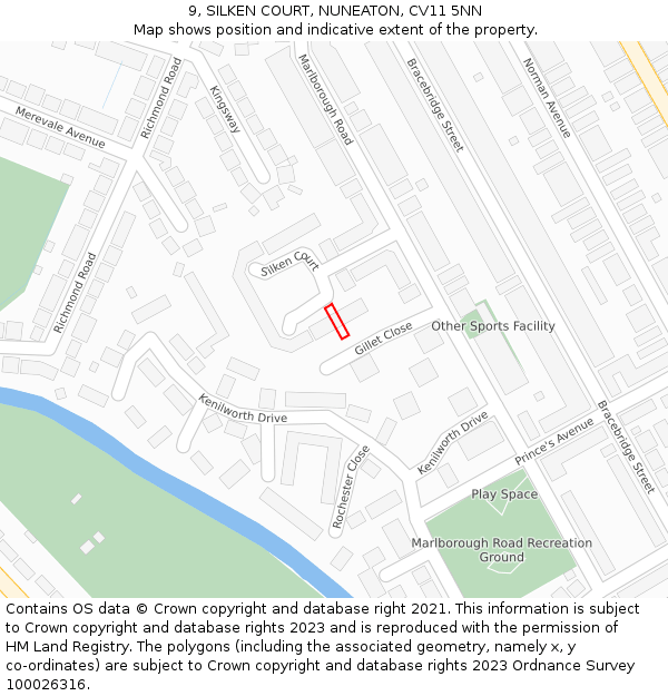 9, SILKEN COURT, NUNEATON, CV11 5NN: Location map and indicative extent of plot