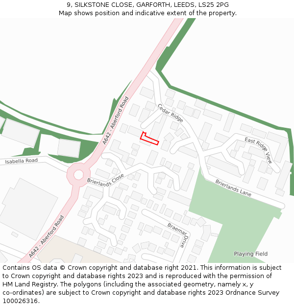 9, SILKSTONE CLOSE, GARFORTH, LEEDS, LS25 2PG: Location map and indicative extent of plot