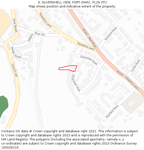 9, SILVERSHELL VIEW, PORT ISAAC, PL29 3TU: Location map and indicative extent of plot