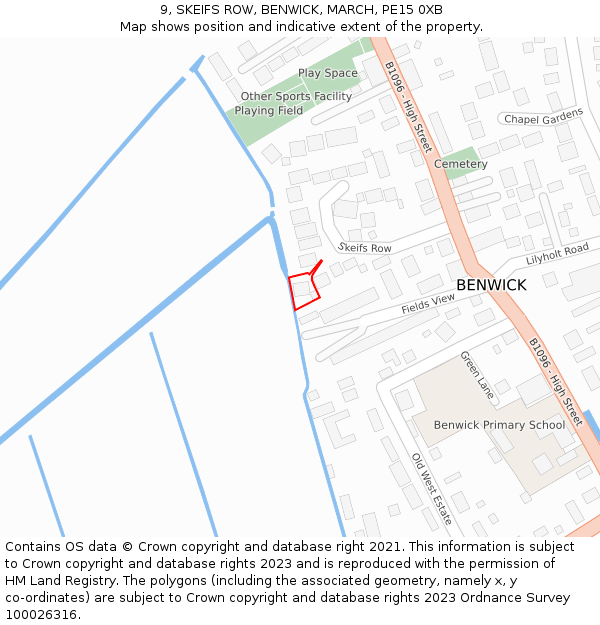9, SKEIFS ROW, BENWICK, MARCH, PE15 0XB: Location map and indicative extent of plot