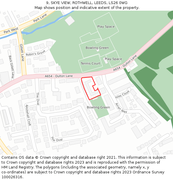 9, SKYE VIEW, ROTHWELL, LEEDS, LS26 0WG: Location map and indicative extent of plot
