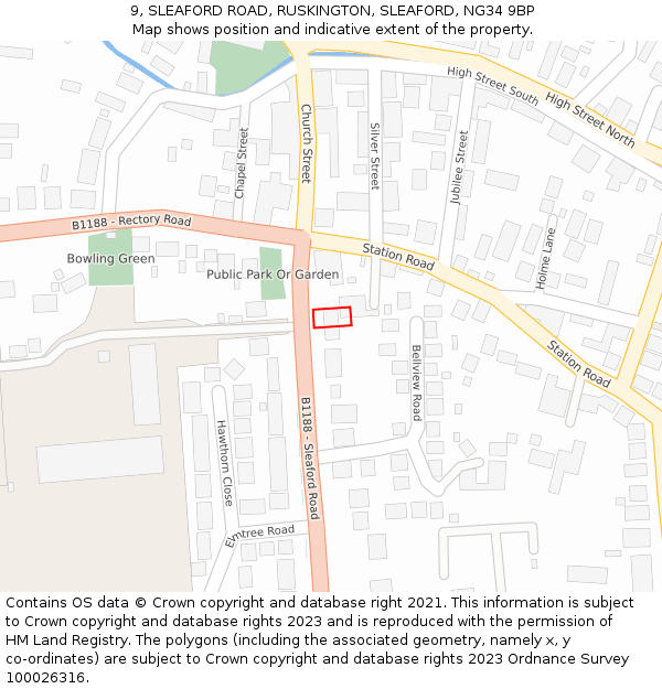 9, SLEAFORD ROAD, RUSKINGTON, SLEAFORD, NG34 9BP: Location map and indicative extent of plot