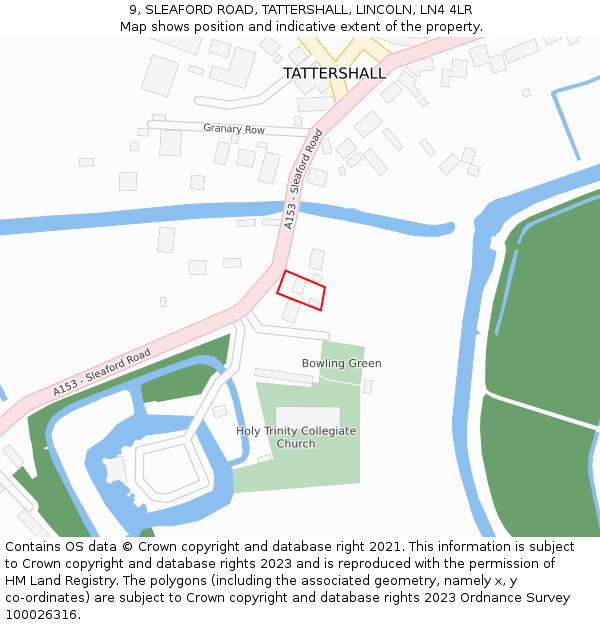 9, SLEAFORD ROAD, TATTERSHALL, LINCOLN, LN4 4LR: Location map and indicative extent of plot