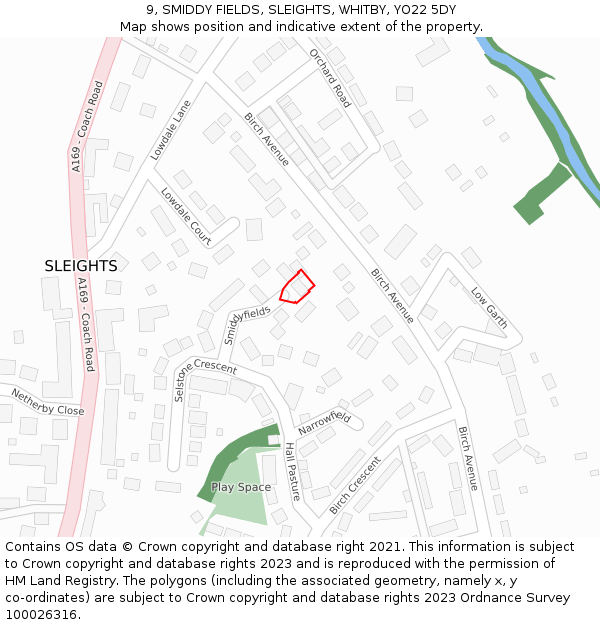 9, SMIDDY FIELDS, SLEIGHTS, WHITBY, YO22 5DY: Location map and indicative extent of plot