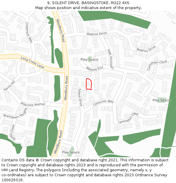 9, SOLENT DRIVE, BASINGSTOKE, RG22 4XS: Location map and indicative extent of plot