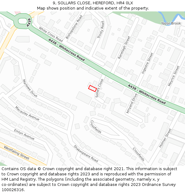 9, SOLLARS CLOSE, HEREFORD, HR4 0LX: Location map and indicative extent of plot