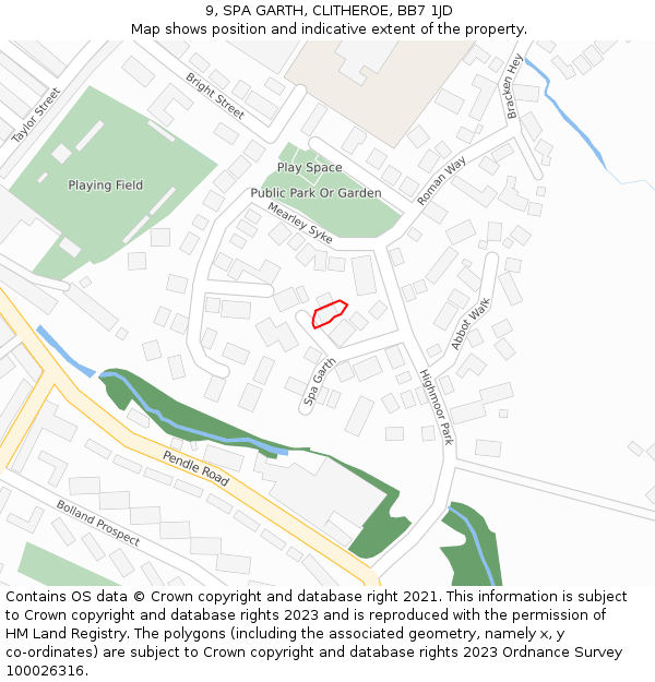 9, SPA GARTH, CLITHEROE, BB7 1JD: Location map and indicative extent of plot