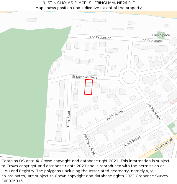 9, ST NICHOLAS PLACE, SHERINGHAM, NR26 8LF: Location map and indicative extent of plot