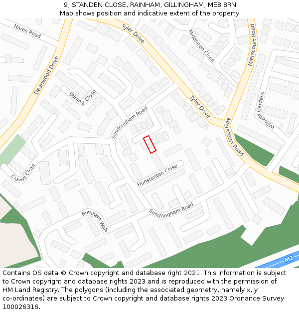 9, STANDEN CLOSE, RAINHAM, GILLINGHAM, ME8 8RN: Location map and indicative extent of plot