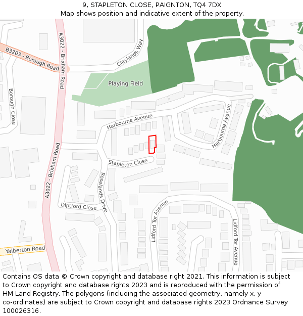9, STAPLETON CLOSE, PAIGNTON, TQ4 7DX: Location map and indicative extent of plot