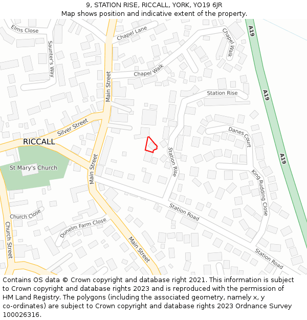 9, STATION RISE, RICCALL, YORK, YO19 6JR: Location map and indicative extent of plot