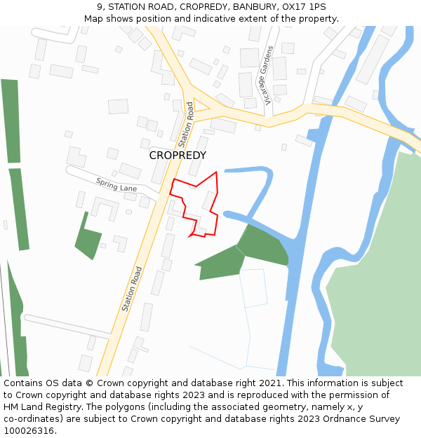 9, STATION ROAD, CROPREDY, BANBURY, OX17 1PS: Location map and indicative extent of plot