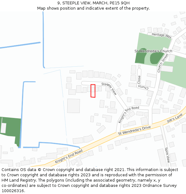 9, STEEPLE VIEW, MARCH, PE15 9QH: Location map and indicative extent of plot